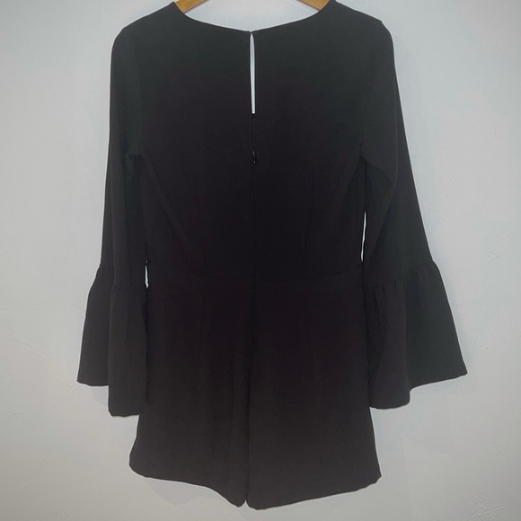 Long, bell sleeve business casual romper, black - Picture 6 of 6